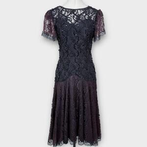 Vintage Lace Dress Size 9/10 Whimsigoth Regency Dark Romantic Moody Prom Formal